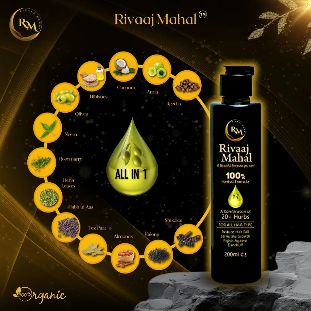 Rivaj mahal hair oil for Hair Growth & Shine - 100% Natural Formula for Men & Women
